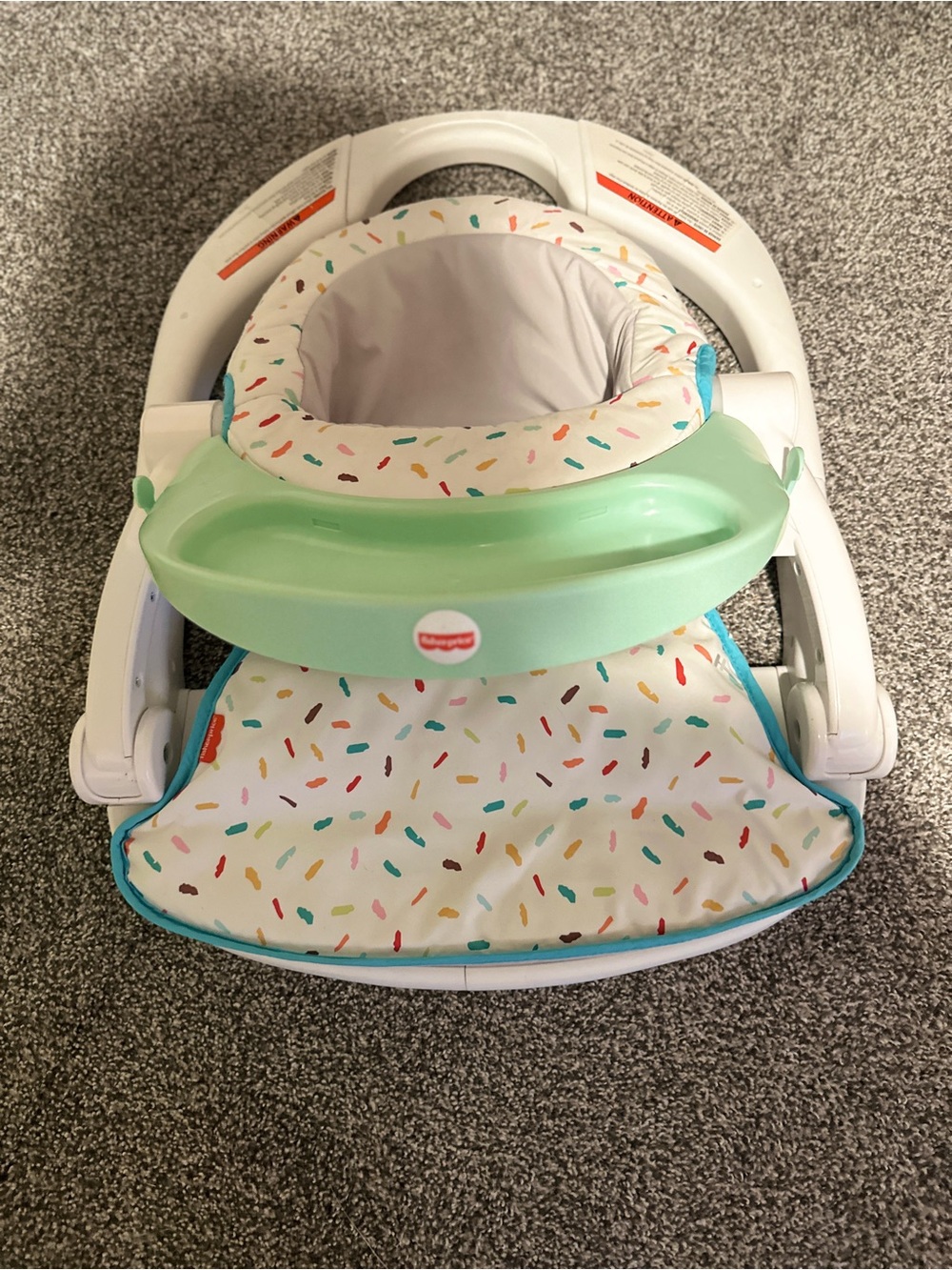 Fisher-Price Mint Green Tray Baby Seat with Colorful Sprinkle Print